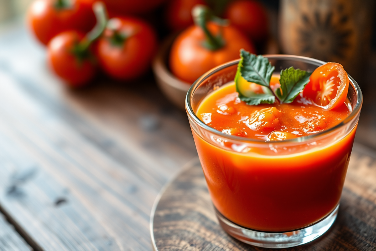 Bol de gazpacho andaluz con guarnición de verduras picadas