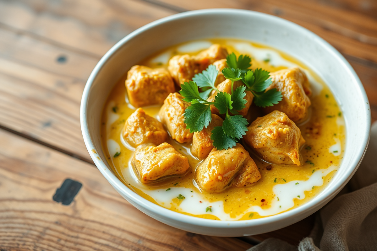 Pollo al curry con leche de coco