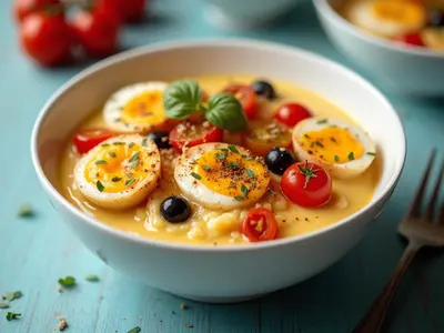 Bowl proteico de atún, tomate y huevo cocido