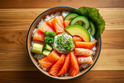 Chirashi Bowl Japonés: Sushi Desglosado Fresco