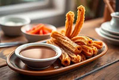 Churros con chocolate a la taza