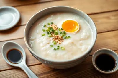 Congee de Arroz Reconfortante: Porridge Savory Tradicional