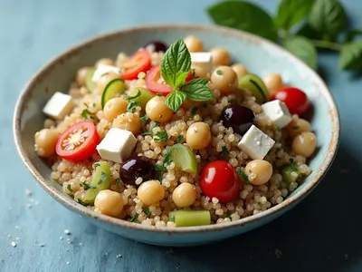 Ensalada de quinoa, garbanzos y feta