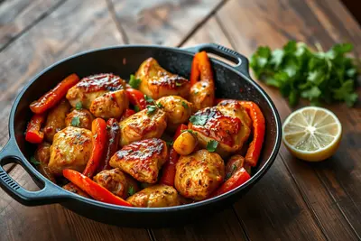 Fajitas de pollo con pimientos asados