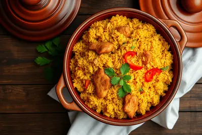 Jollof Rice de Pollo: Arroz Africano con Salsa de Tomate Picante