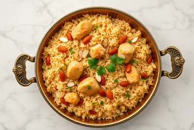 Kabsa de Pollo Saudí: Arroz Aromático y Especiado