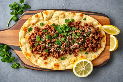 Lahmacun Turco: Pizza Fina con Carne y Hierbas