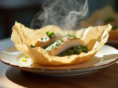 Lubina en papillote con verduras