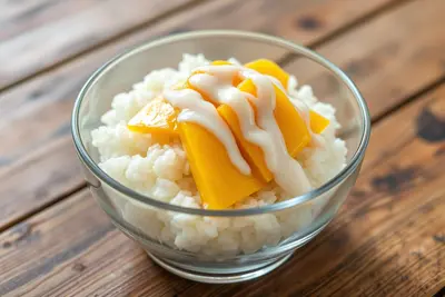 Mango con arroz glutinoso (Khao Niao Mamuang)