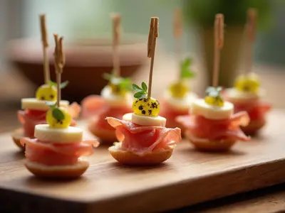 Mini pinchos de jamón york y queso