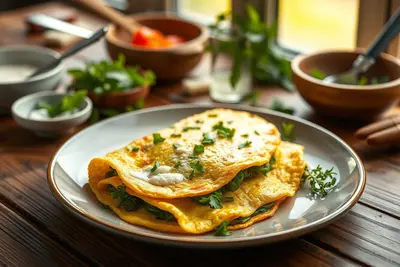 Omelette de queso fresco y hierbas