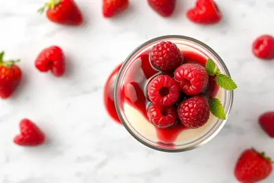 Panna cotta de vainilla con coulis de frutos rojos