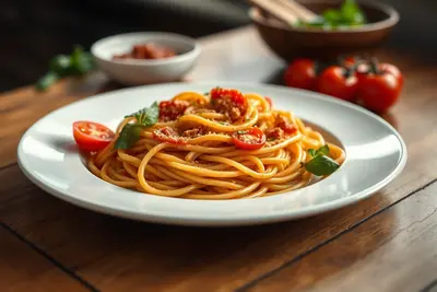 Pasta con tomate casera