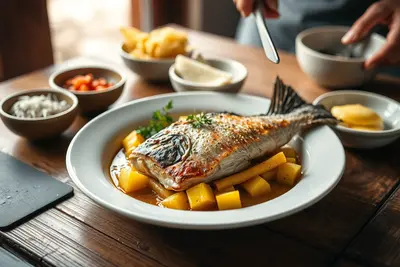 Pescado blanco a la plancha con verduras