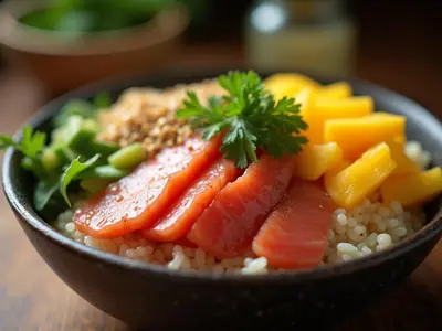 Poke bowl de salmón y mango