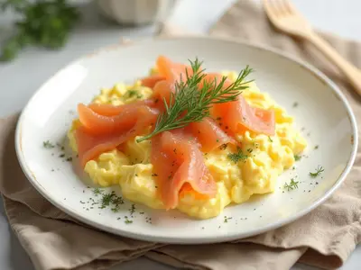 Revuelto de claras con salmón ahumado y eneldo