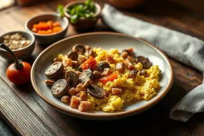 Revuelto de setas y jamón