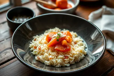 Salmón con arroz basmati y espinacas