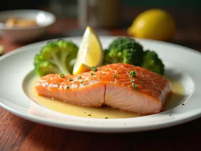 Salmón a la plancha con brócoli y limón