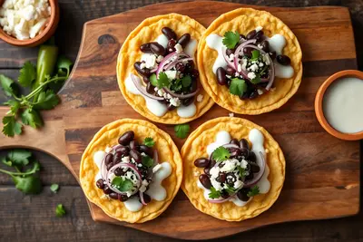 Sopes de frijol y crema