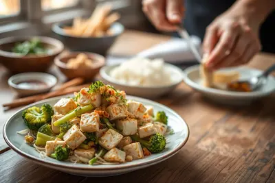 Tofu salteado con brócoli