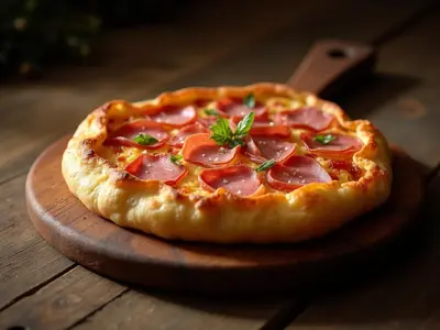 Tortilla abierta de champiñones y jamón york