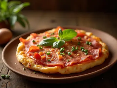 Tortilla abierta de espárragos verdes y jamón york