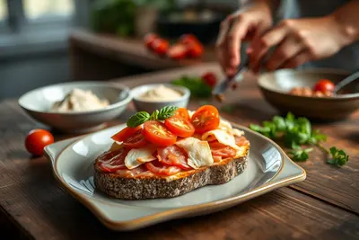 Tostada de sobrasada light y tomate