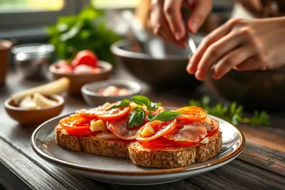 Tostada de tomate y jamón york